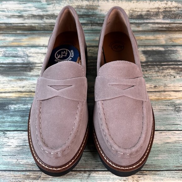 White Mountain Loafer Womens Size 8W Taupe Suede Dress Shoes Work Formal Comfort - Picture 3 of 11